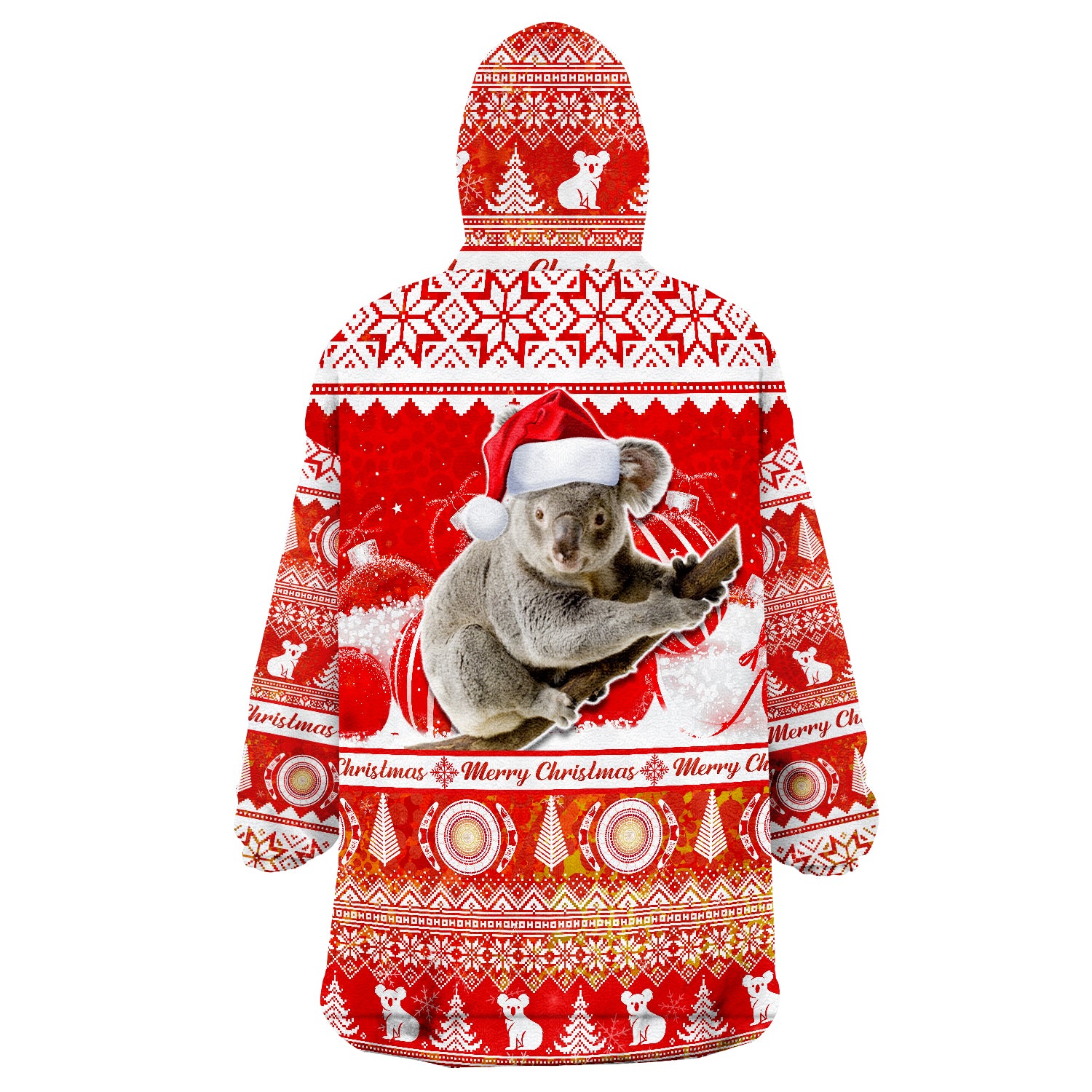 Australia Koala Aboriginal Painting Merry Christmas Wearable Blanket Hoodie - Vibe Hoodie Shop