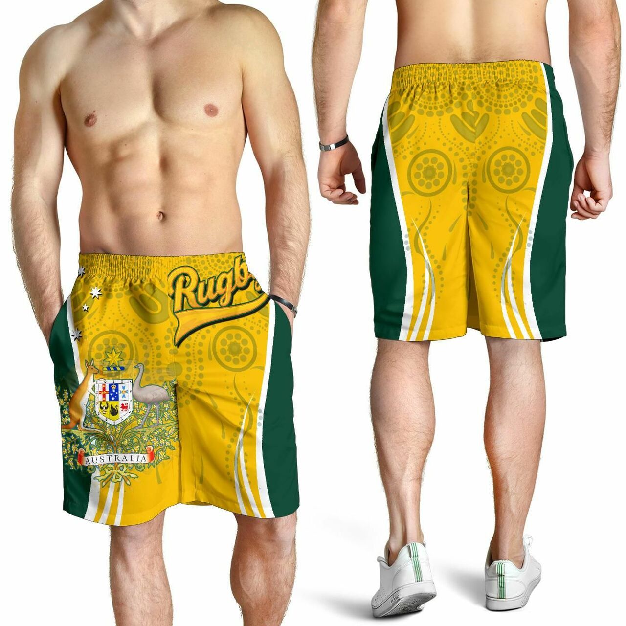 Australia Men Shorts - Australia Coat Of Arm In Style RLT13 - Vibe Hoodie Shop