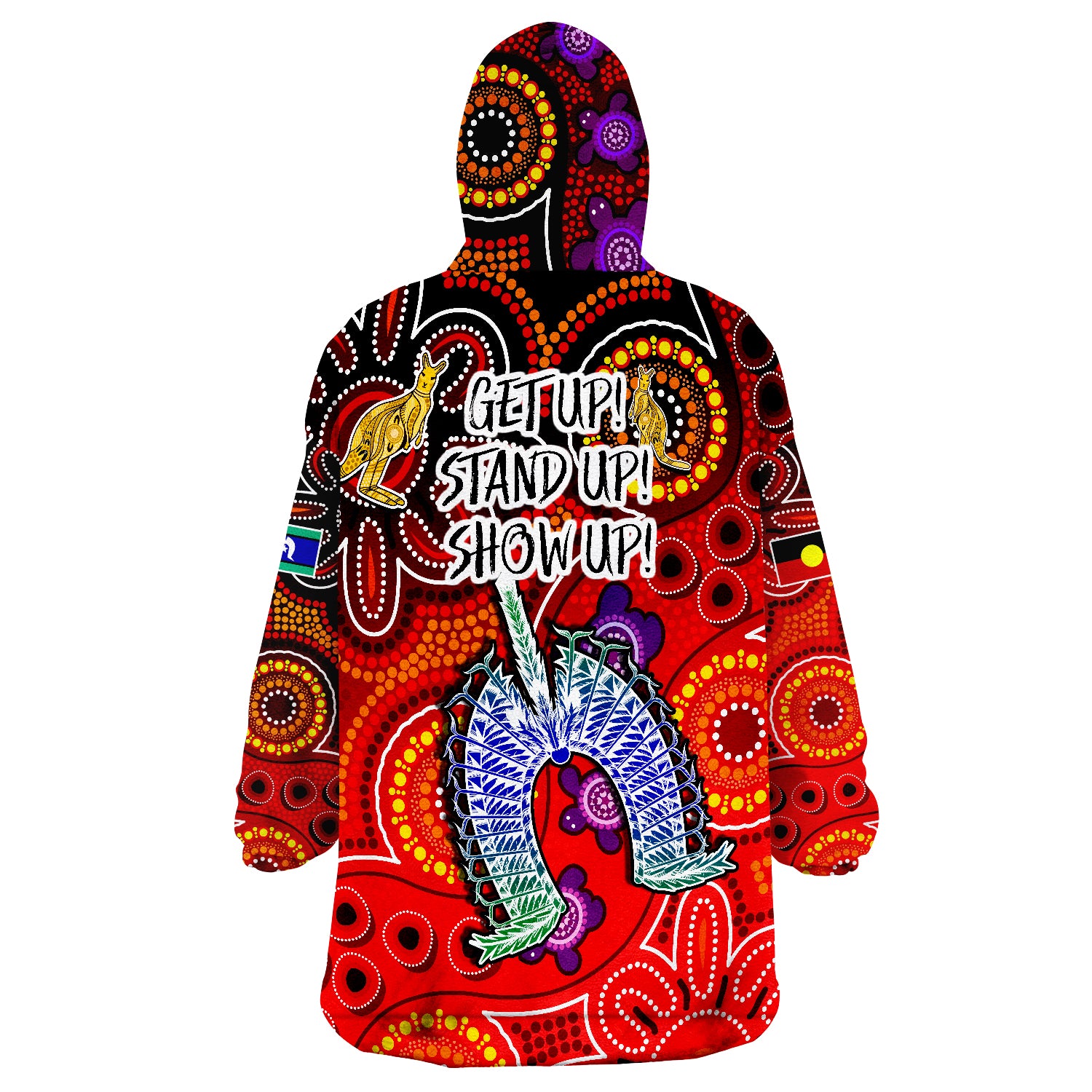 Australia NAIDOC Week Australian Aboriginal Dhari Kangaroo Artsy Style Wearable Blanket Hoodie - Vibe Hoodie Shop