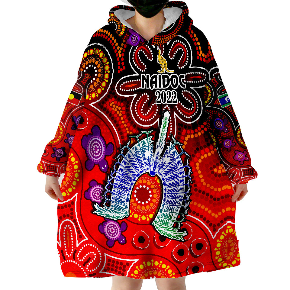 Australia NAIDOC Week Australian Aboriginal Dhari Kangaroo Artsy Style Wearable Blanket Hoodie - Vibe Hoodie Shop