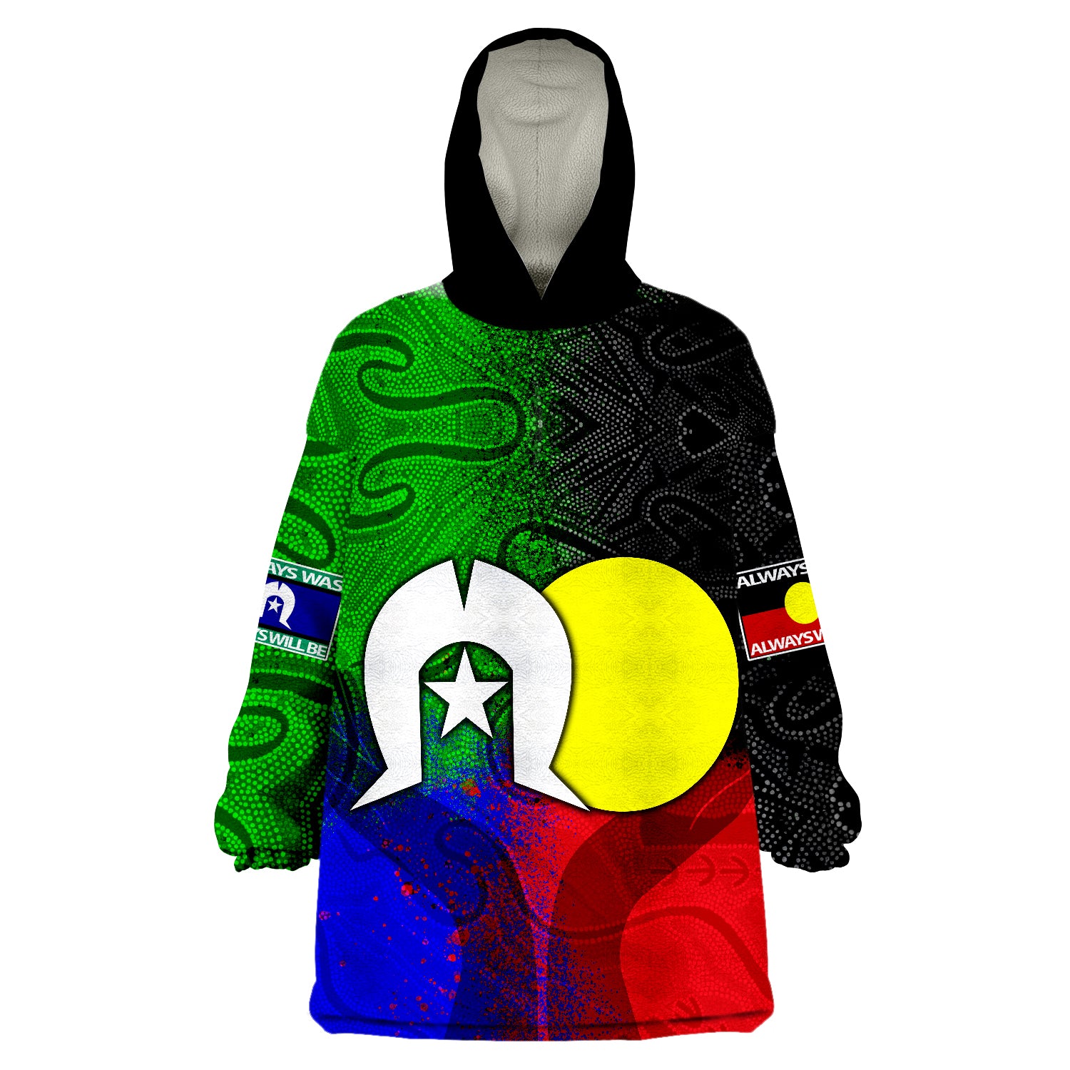 Australia NAIDOC Week Indigenous Flag Style Wearable Blanket Hoodie - Vibe Hoodie Shop