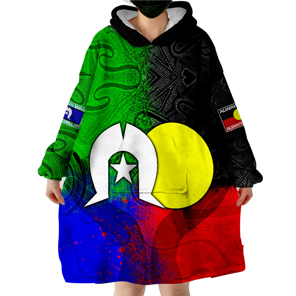 Australia NAIDOC Week Indigenous Flag Style Wearable Blanket Hoodie - Vibe Hoodie Shop