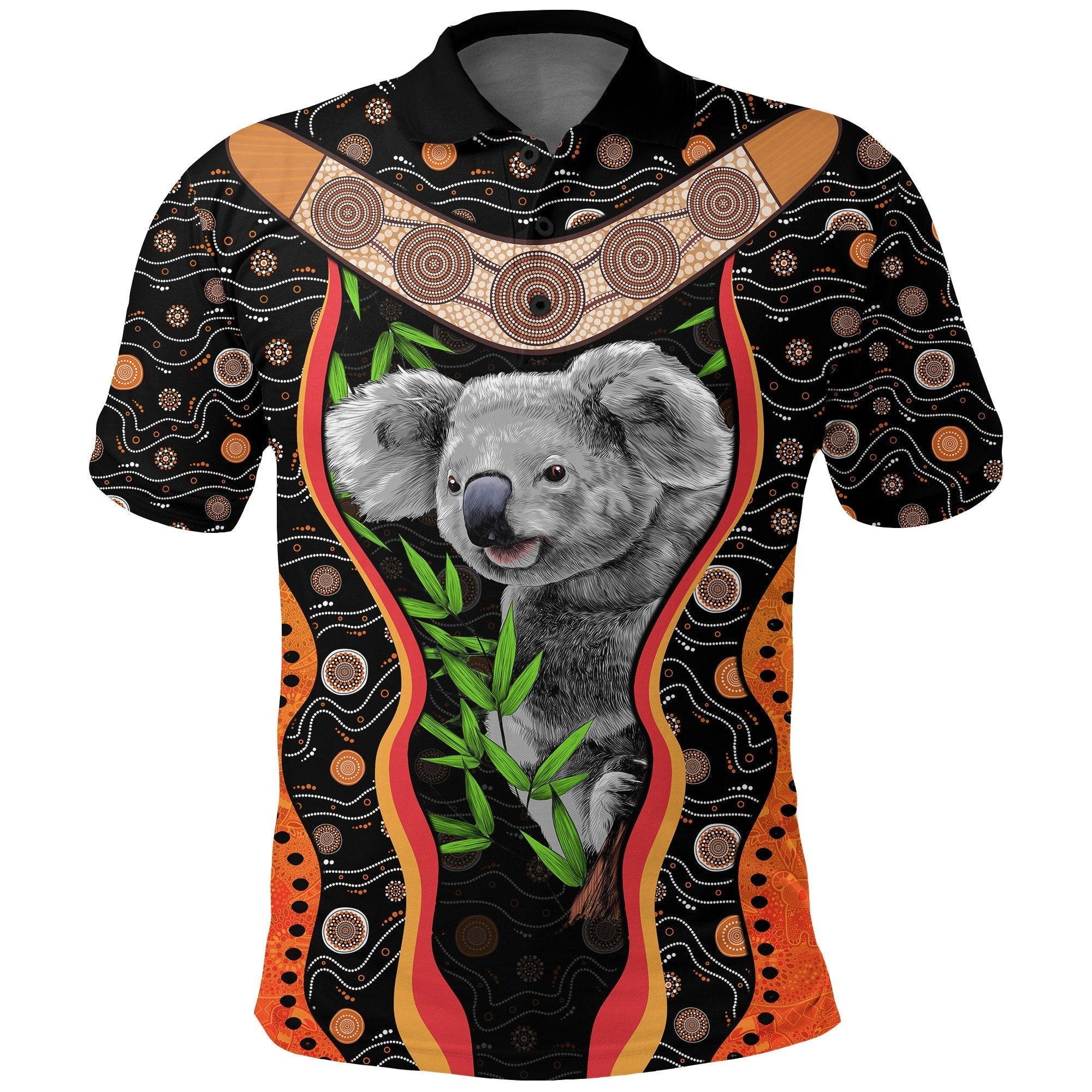 Polo Shirt - Koala Shirt Aboriginal Patterns - Unisex - Vibe Hoodie Shop