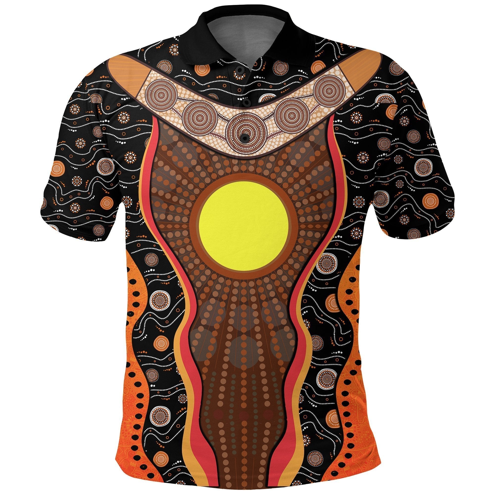 Vibe Hoodie Polo Shirt - Aboriginal Patterns Shirt Boomerang - Unisex - K4 - RLT20 - Vibe Hoodie Shop