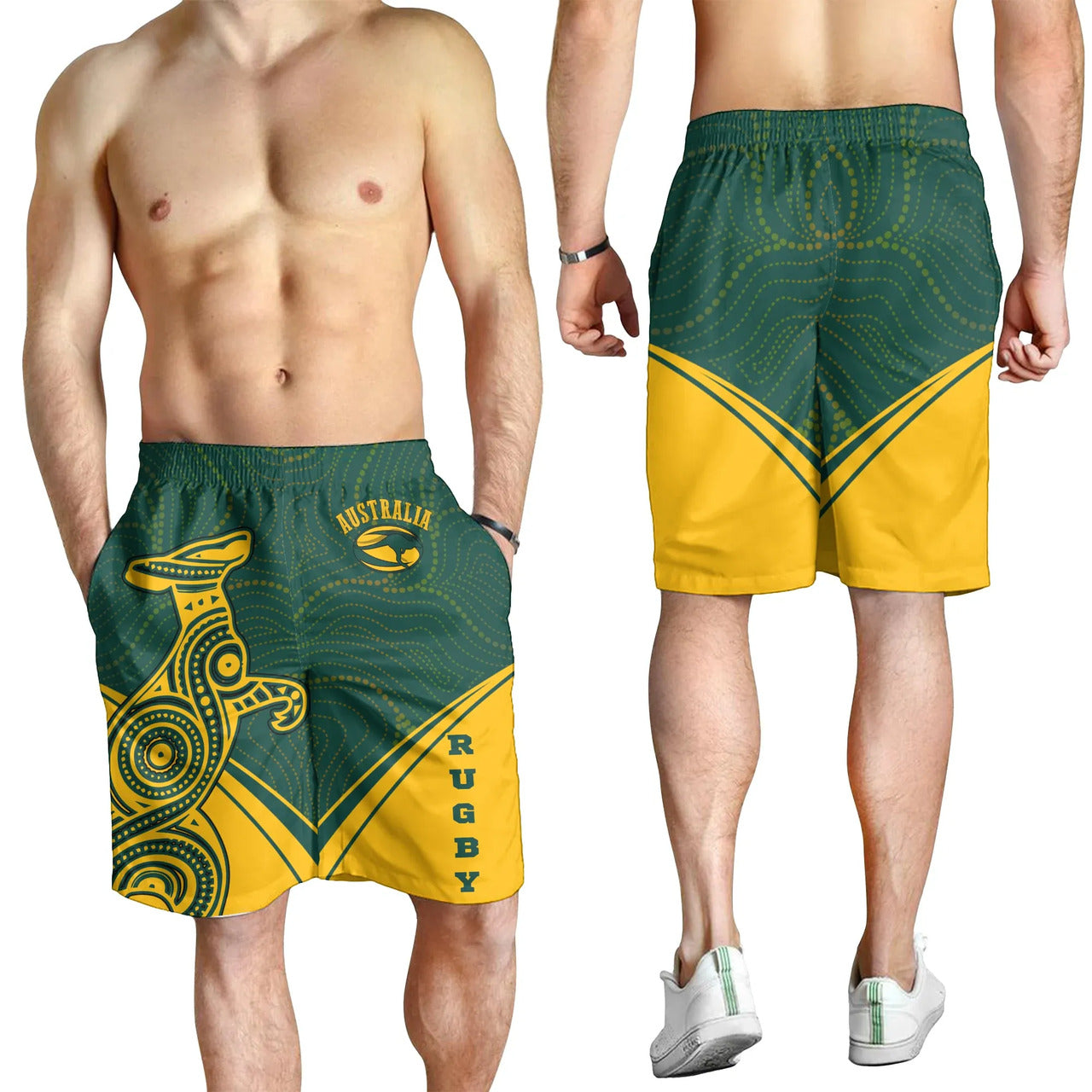 Australia Men Shorts - Australian Kangaroo and Aboriginal Patterns RLT13 - Vibe Hoodie Shop