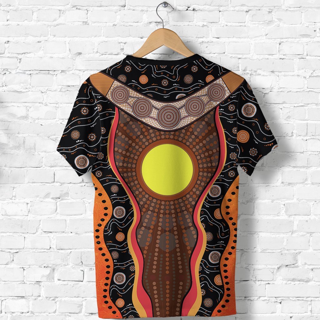 Aboriginal T shirt, Sun Dot Painting Boomerang Patterns - Vibe Hoodie Shop