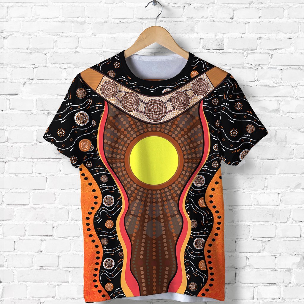 Aboriginal T shirt, Sun Dot Painting Boomerang Patterns - Vibe Hoodie Shop