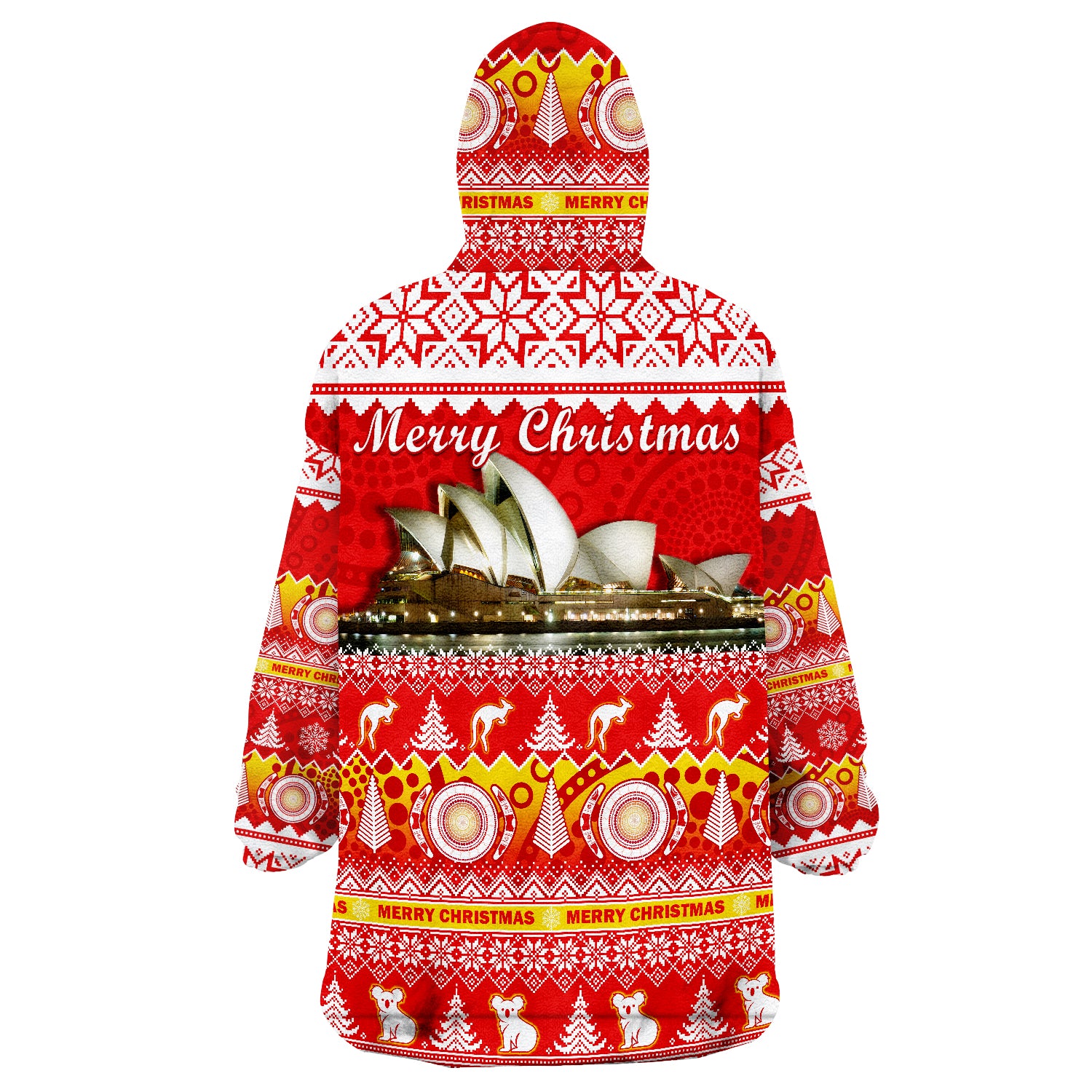 Australia Sydney Opera House Aboriginal Art Merry Christmas Wearable Blanket Hoodie - Vibe Hoodie Shop