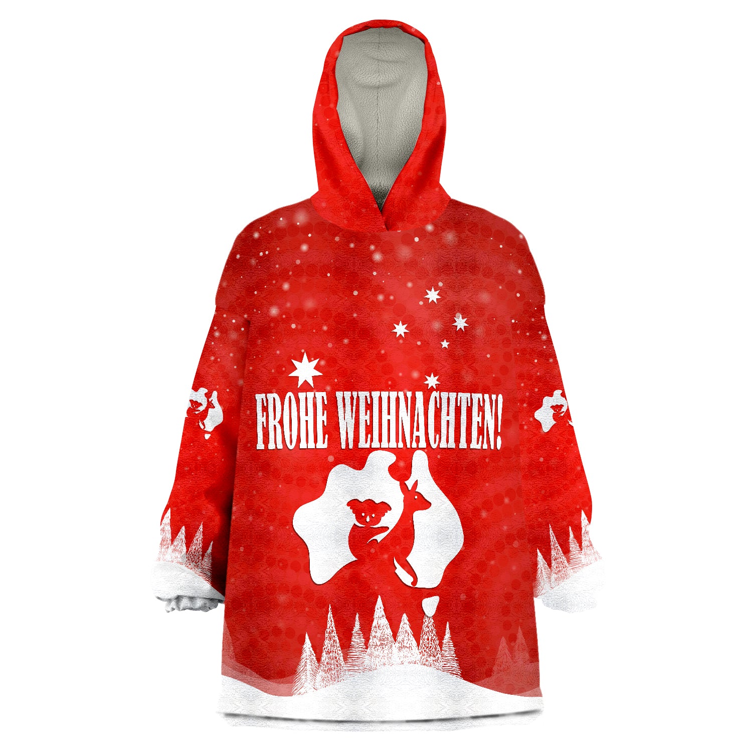 Australia Yulefest Australian Xmas Tree Snow Wearable Blanket Hoodie - Vibe Hoodie Shop