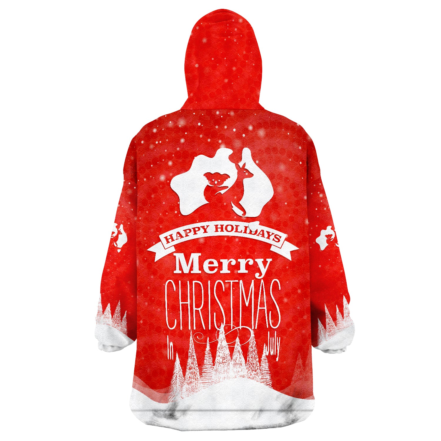 Australia Yulefest Australian Xmas Tree Snow Wearable Blanket Hoodie - Vibe Hoodie Shop