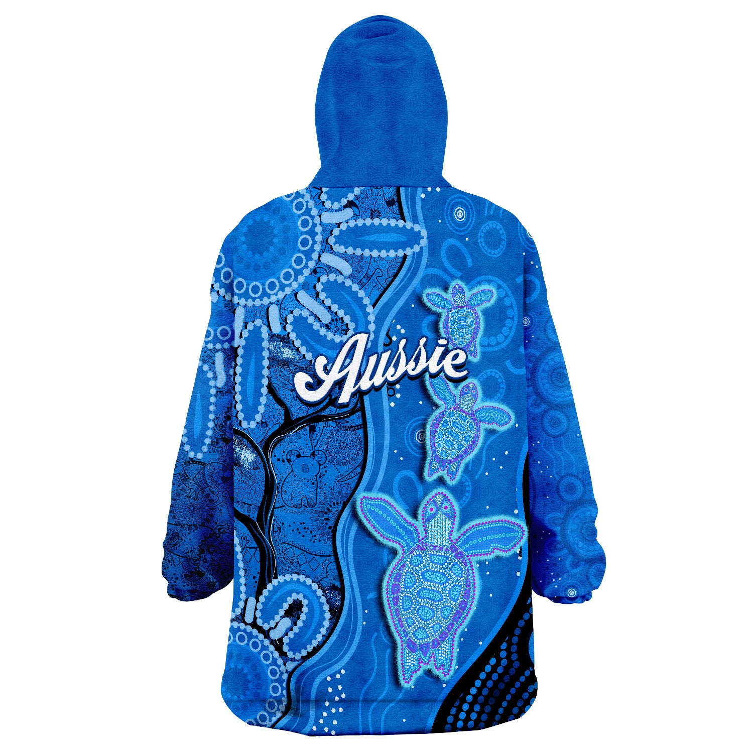 Australian Aboriginal Art Aussie Turtle Blue Version Wearable Blanket Hoodie - Vibe Hoodie Shop