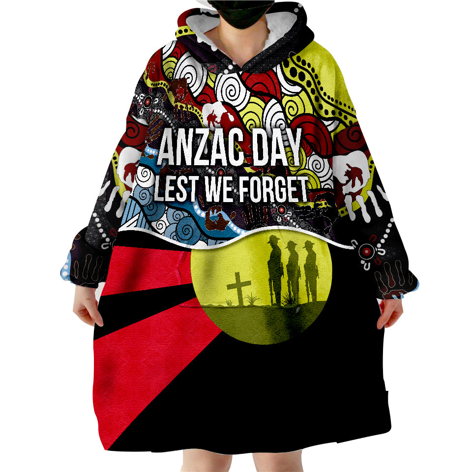 Australian ANZAC Day Aboriginal Sun Style Wearable Blanket Hoodie - Vibe Hoodie Shop