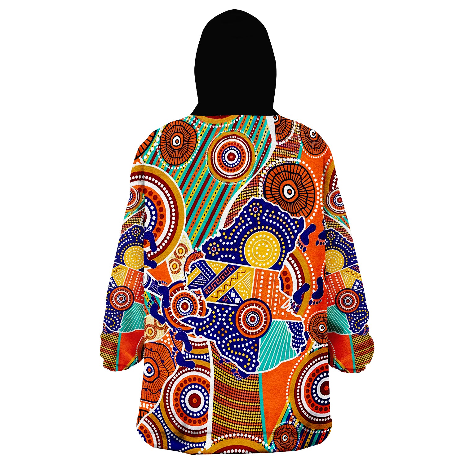 Australian Map Dot Painting Wearable Blanket Hoodie - Vibe Hoodie Shop