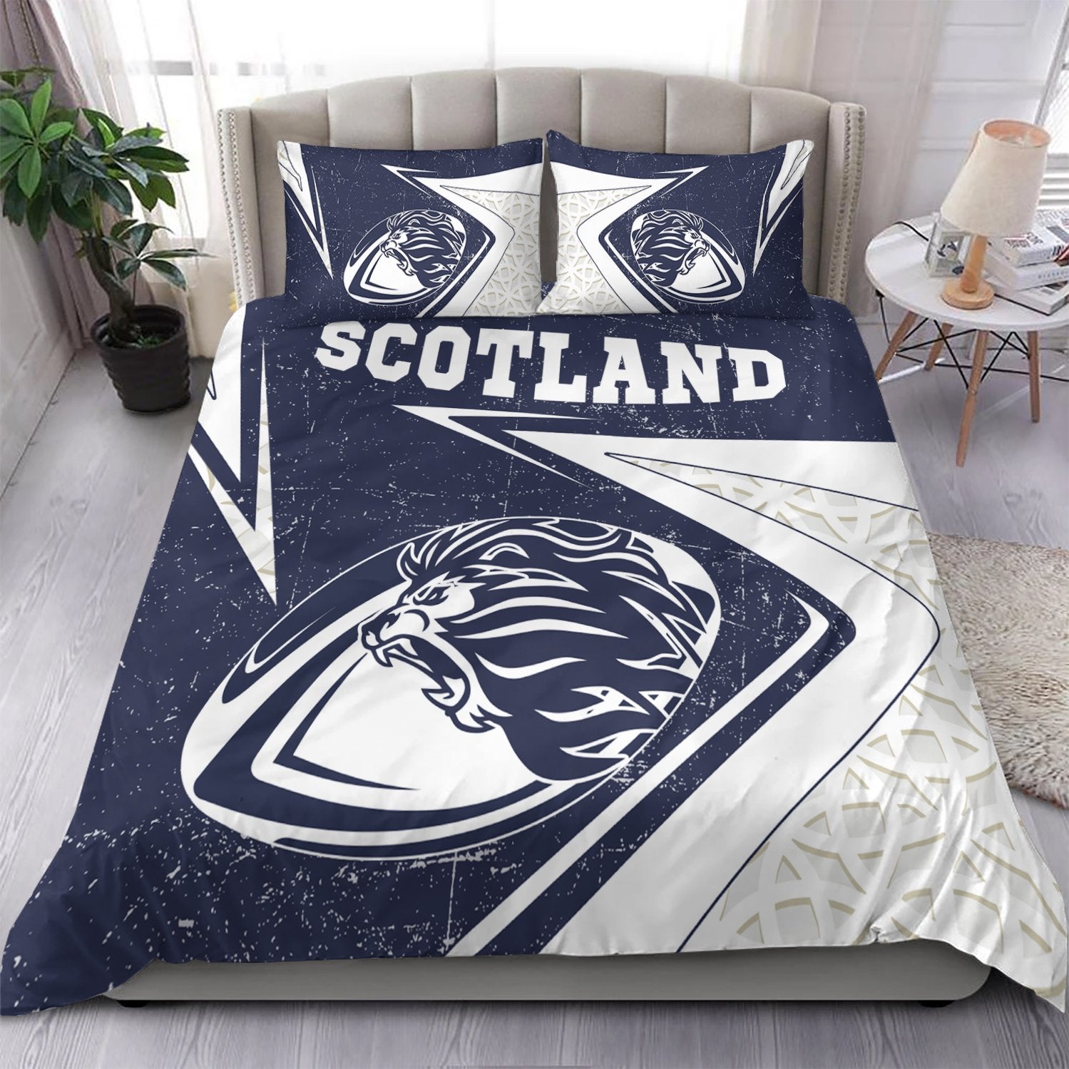 Scotland Rugby Bedding Set - Celtic Scottish Rugby Ball Lion Ver - Vibe Hoodie Shop