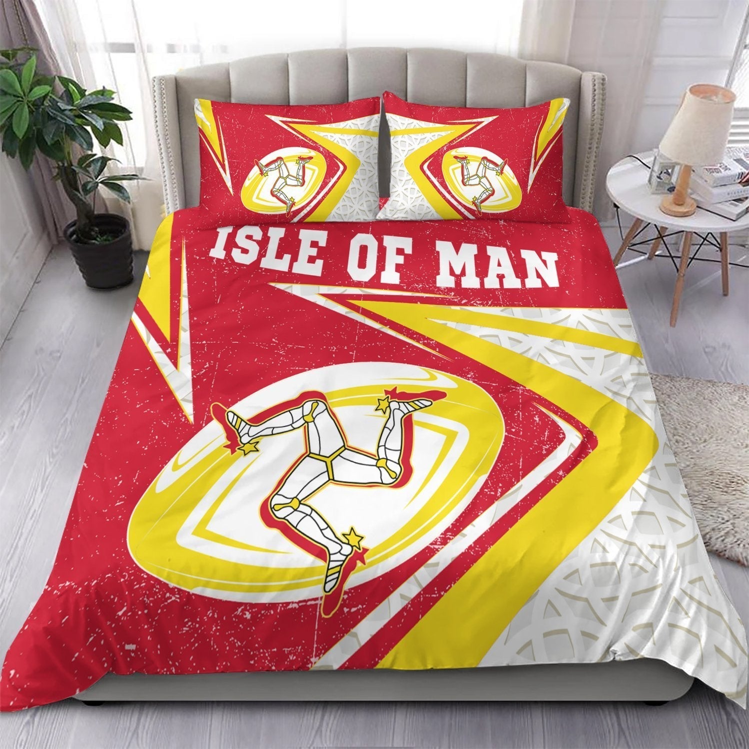 Isle Of Man Rugby Bedding Set - Celtic Manx Rugby Ball - Vibe Hoodie Shop
