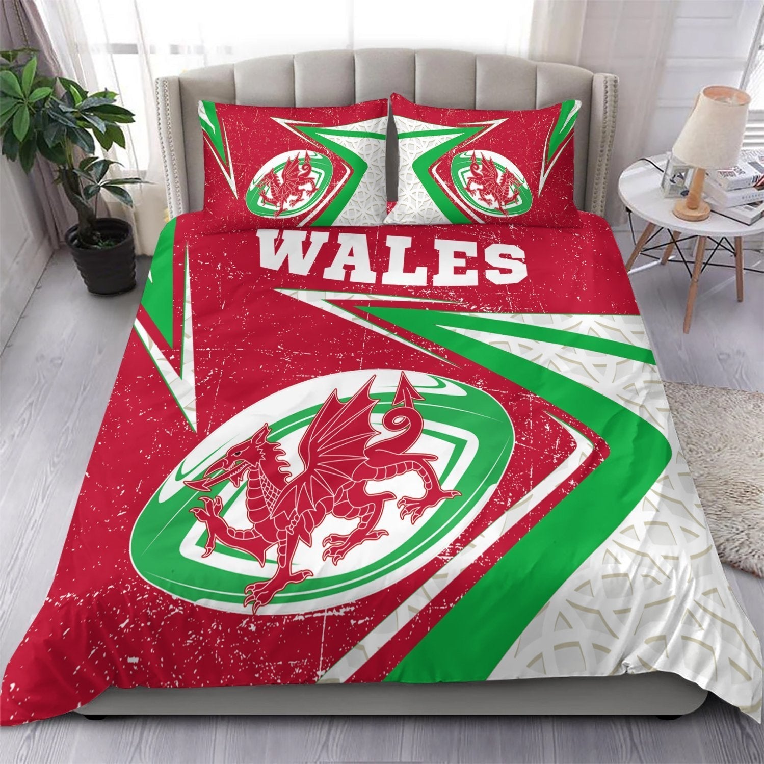 Wales Rugby Bedding Set - Celtic Welsh Rugby Ball - Vibe Hoodie Shop