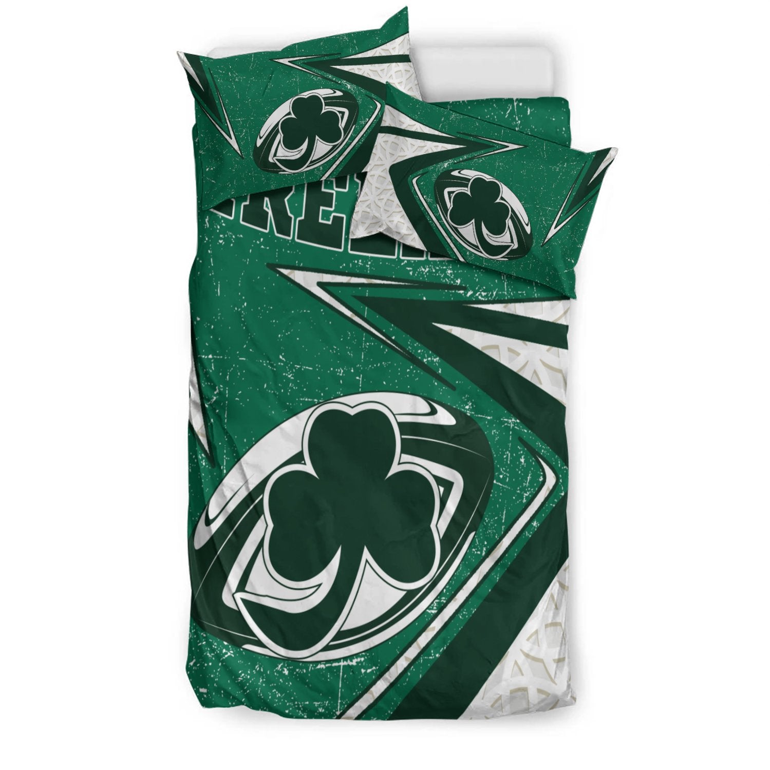Ireland Rugby Bedding Set - Celtic Shamrock and Rugby Ball - Vibe Hoodie Shop