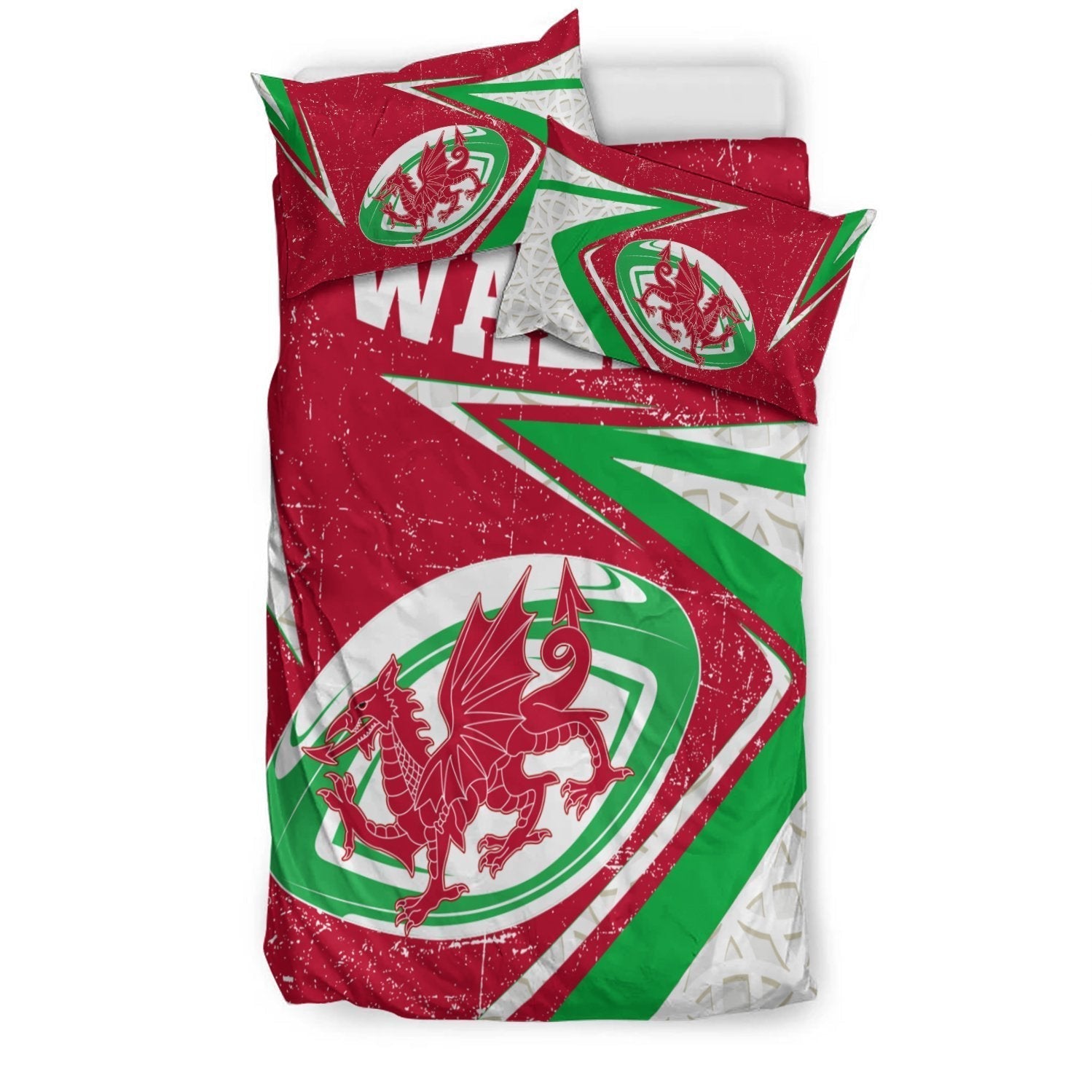 Wales Rugby Bedding Set - Celtic Welsh Rugby Ball - Vibe Hoodie Shop