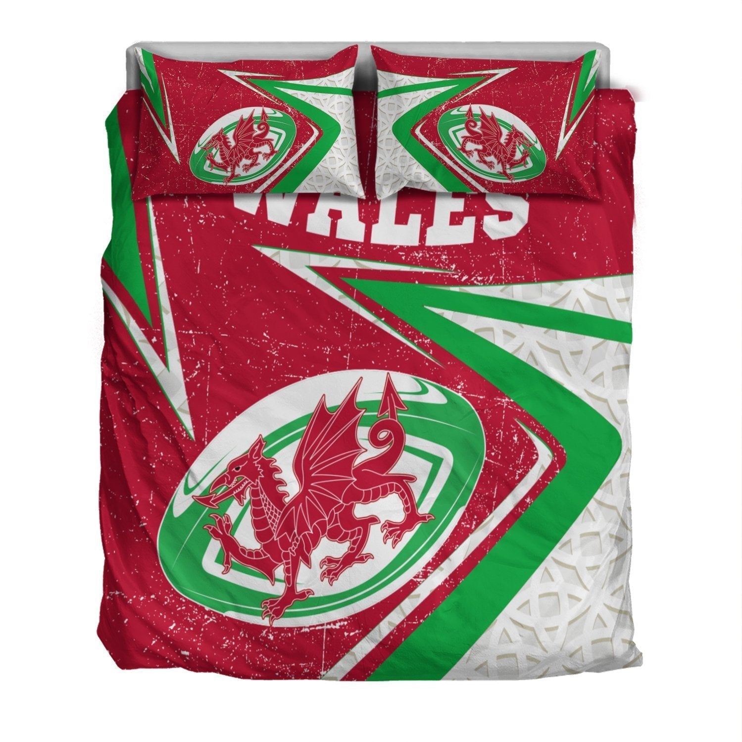 Wales Rugby Bedding Set - Celtic Welsh Rugby Ball - Vibe Hoodie Shop