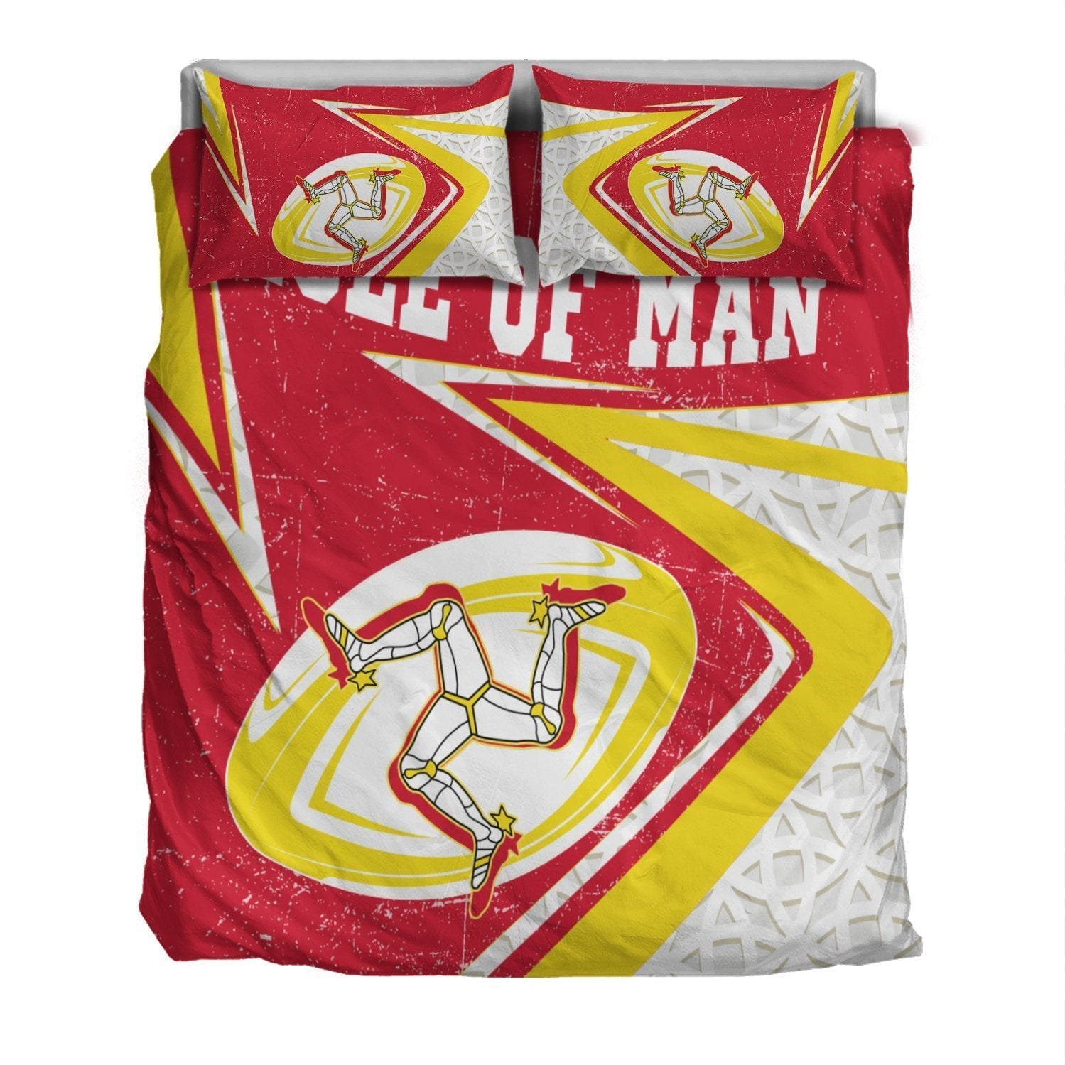 Isle Of Man Rugby Bedding Set - Celtic Manx Rugby Ball - Vibe Hoodie Shop