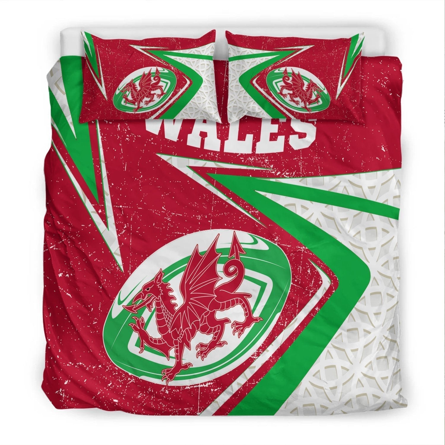 Wales Rugby Bedding Set - Celtic Welsh Rugby Ball - Vibe Hoodie Shop