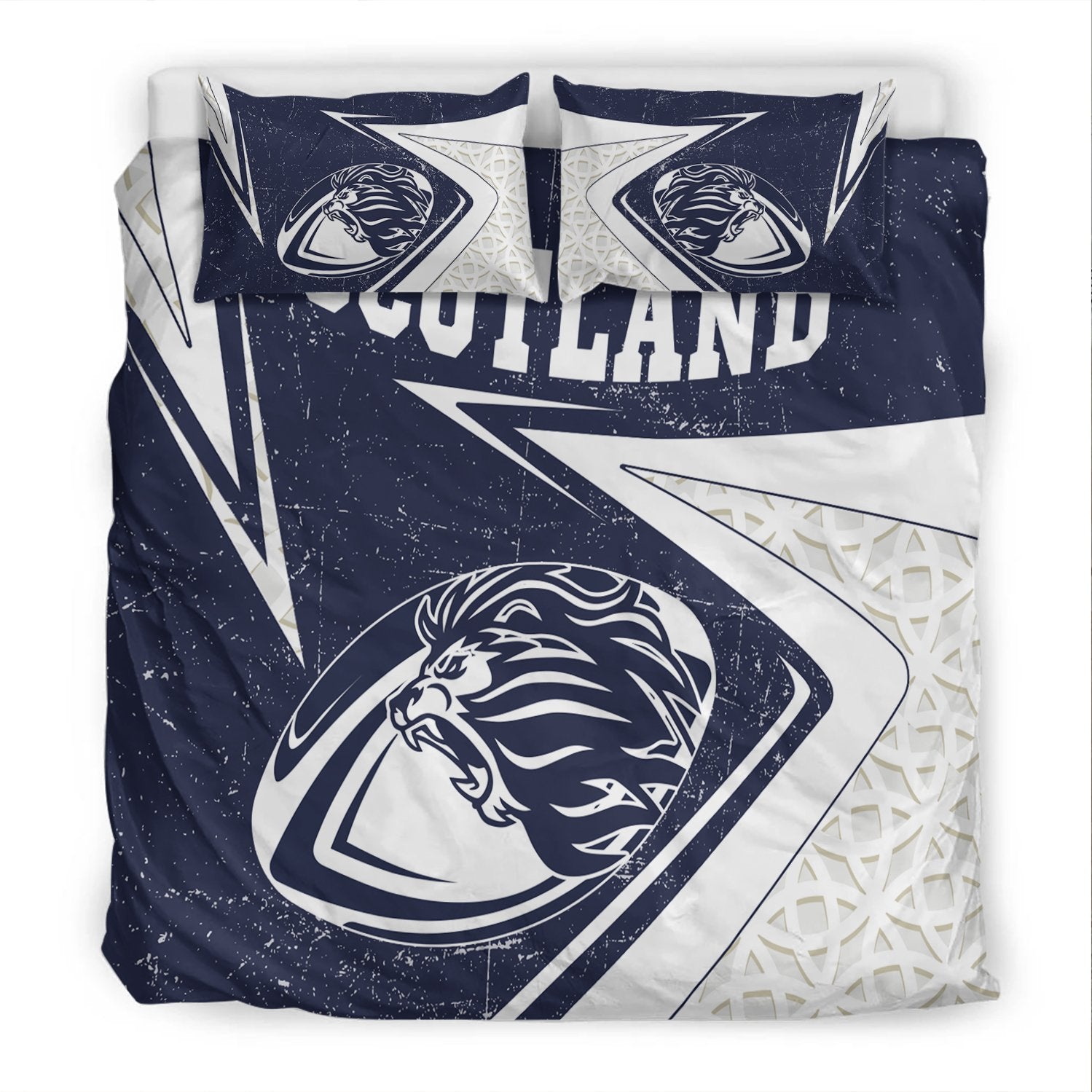 Scotland Rugby Bedding Set - Celtic Scottish Rugby Ball Lion Ver - Vibe Hoodie Shop
