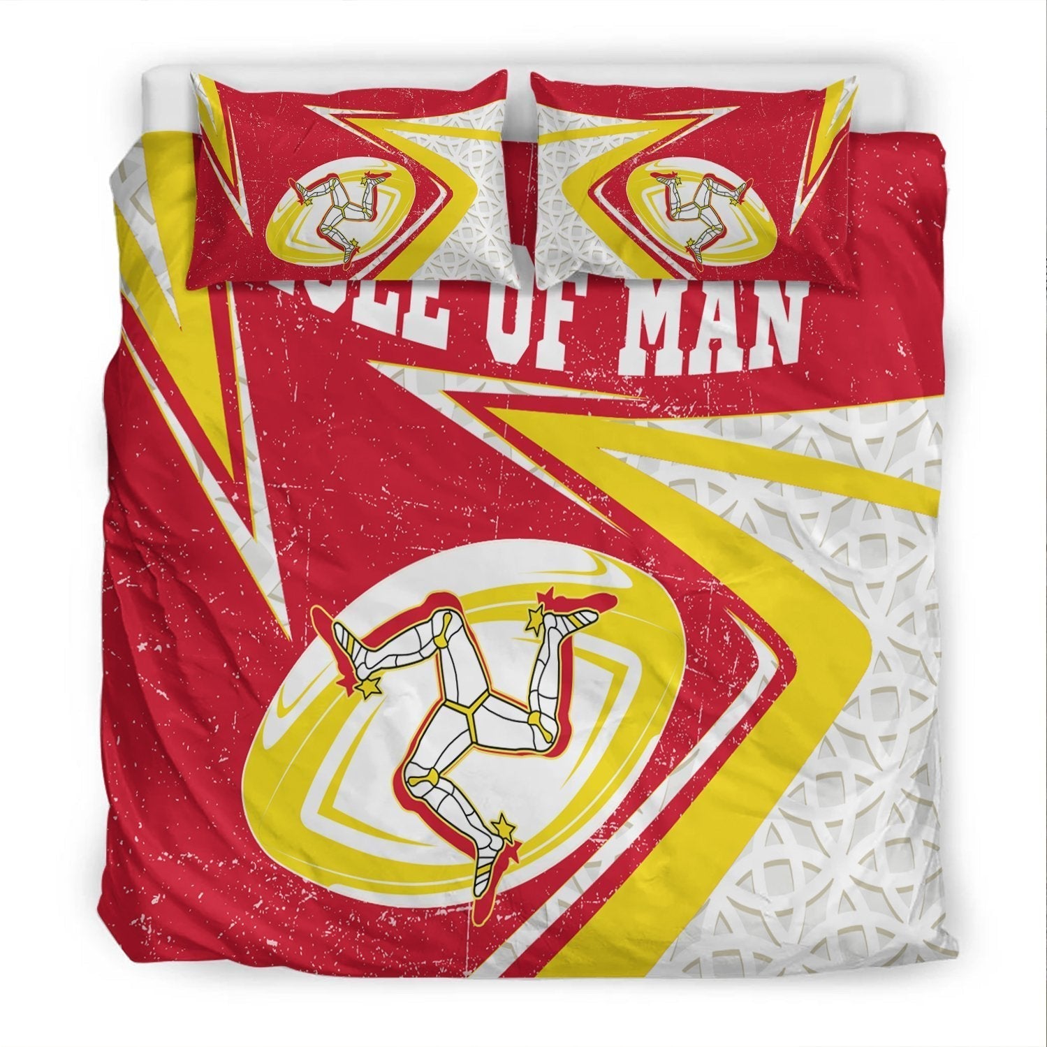 Isle Of Man Rugby Bedding Set - Celtic Manx Rugby Ball - Vibe Hoodie Shop