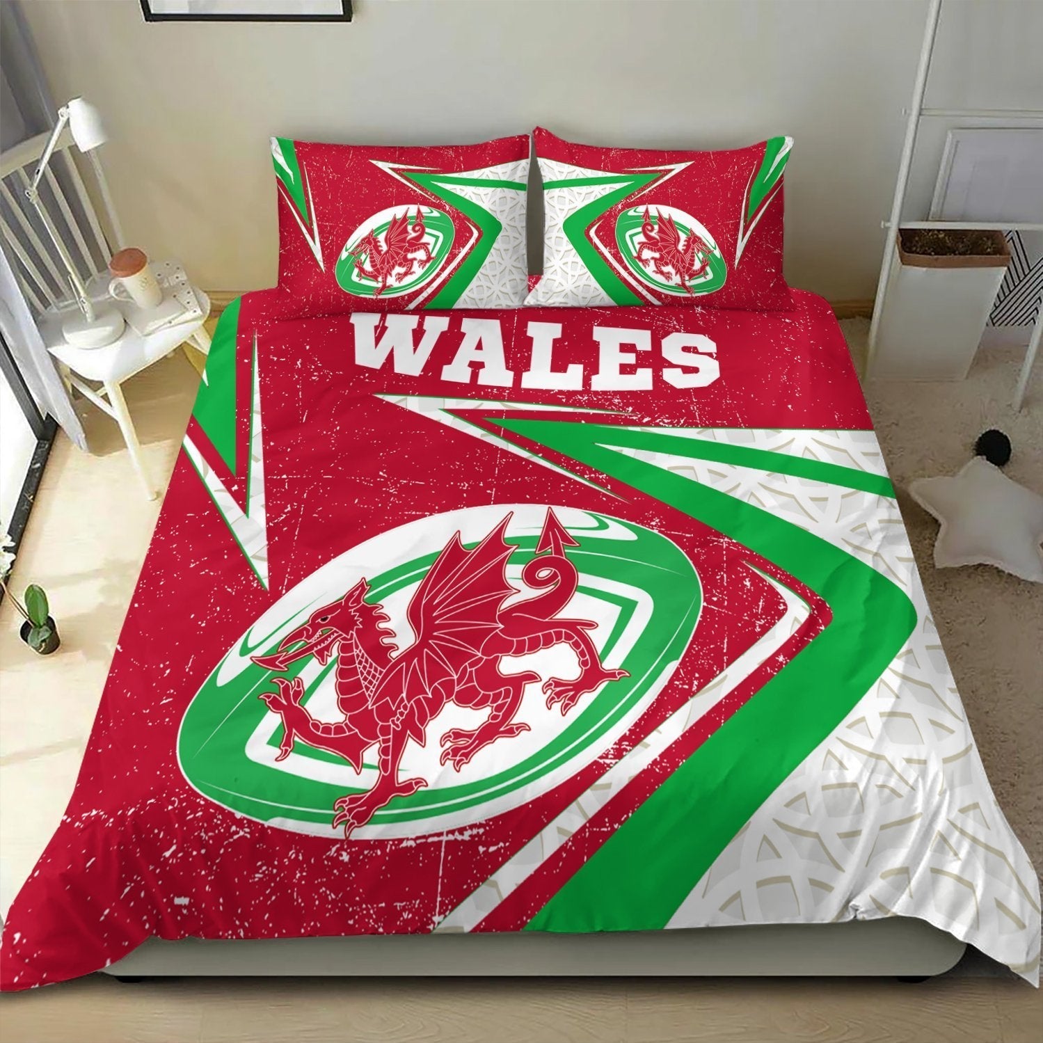 Wales Rugby Bedding Set - Celtic Welsh Rugby Ball - Vibe Hoodie Shop