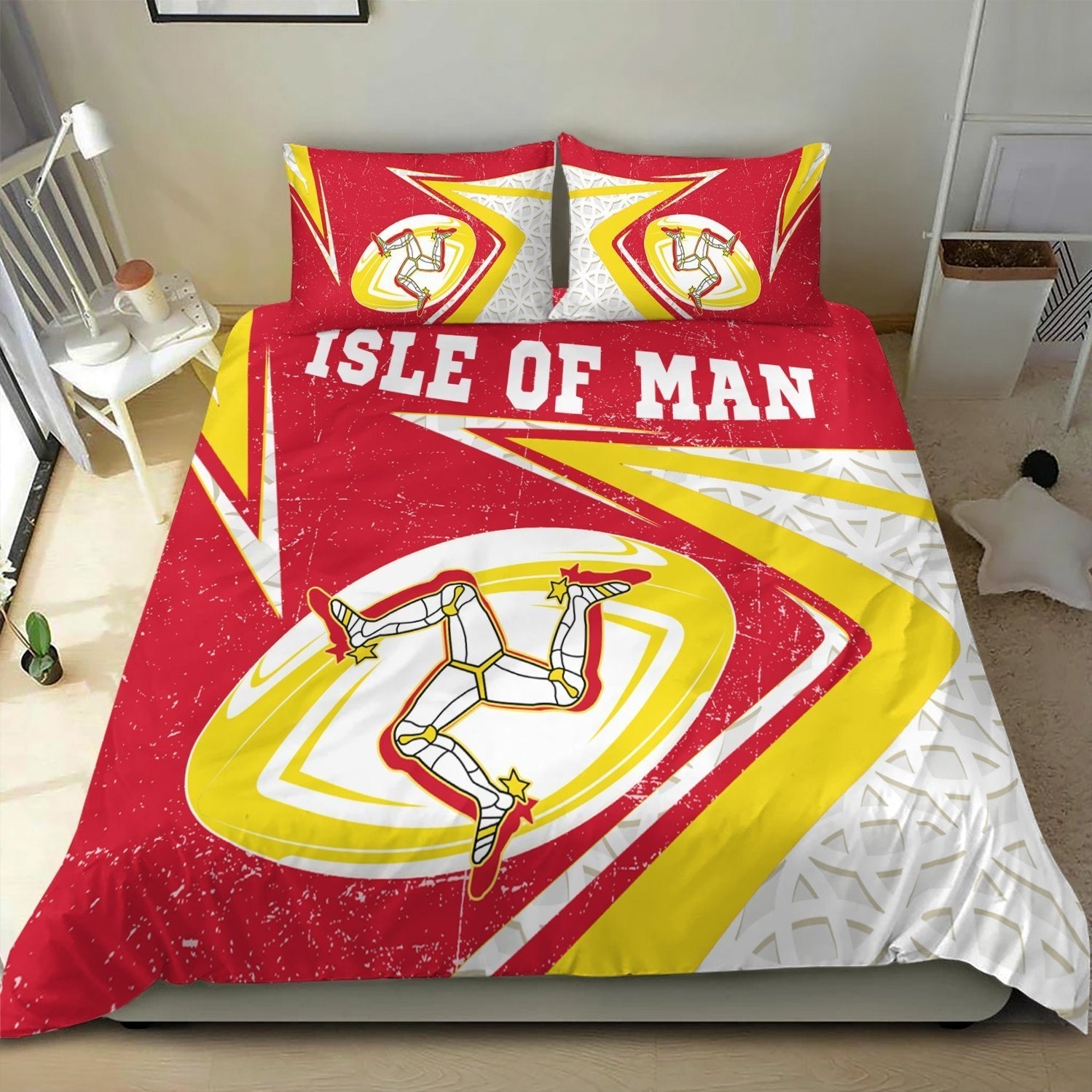 Isle Of Man Rugby Bedding Set - Celtic Manx Rugby Ball - Vibe Hoodie Shop