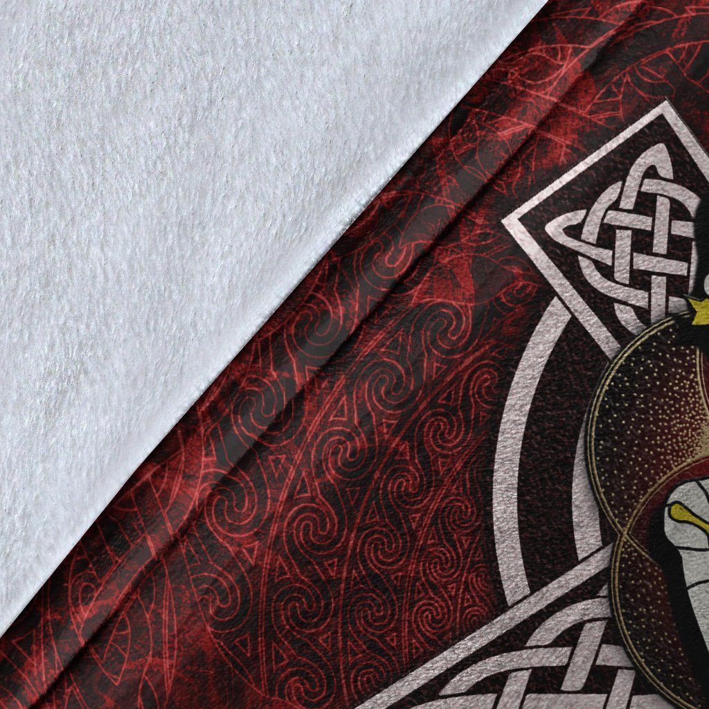 Isle Of Man Celtic Premium Blanket - Celtic Cross and Triskele Skew Style - Vibe Hoodie Shop