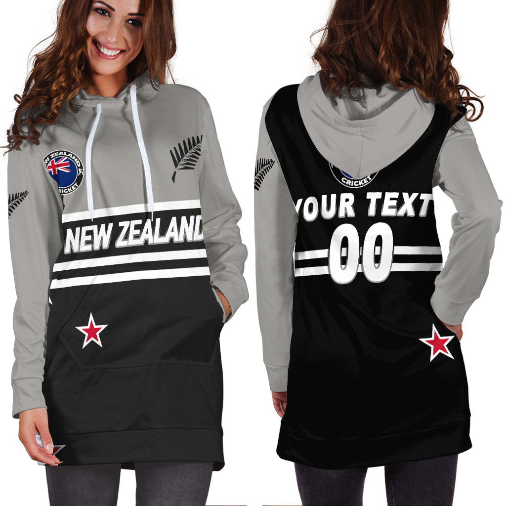 (Custom Personalised) New Zealand Cricket Black Caps Hoodie Dress - - Vibe Hoodie Shop