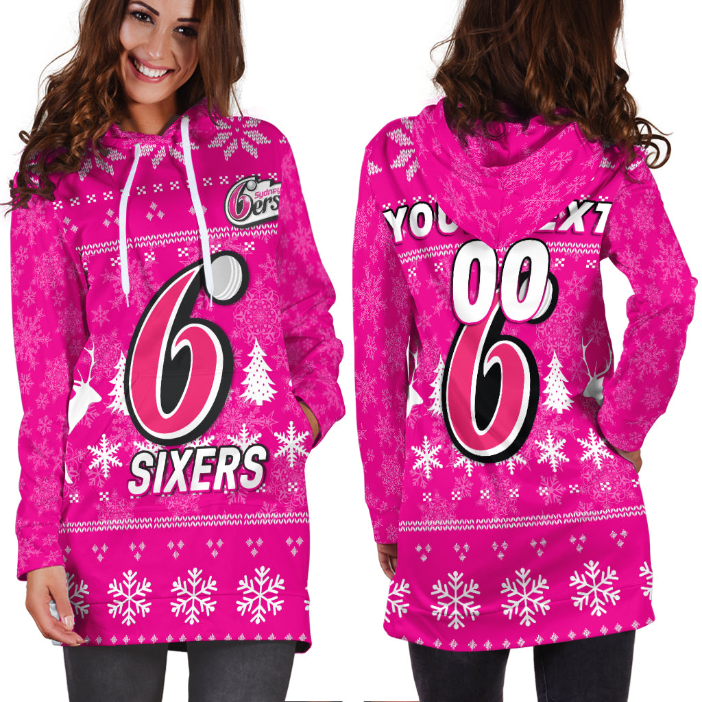 (Custom Personalised) Sydney Sixers Cricket Australian Christmas Ugly Style Hoodie Dress - - Vibe Hoodie Shop