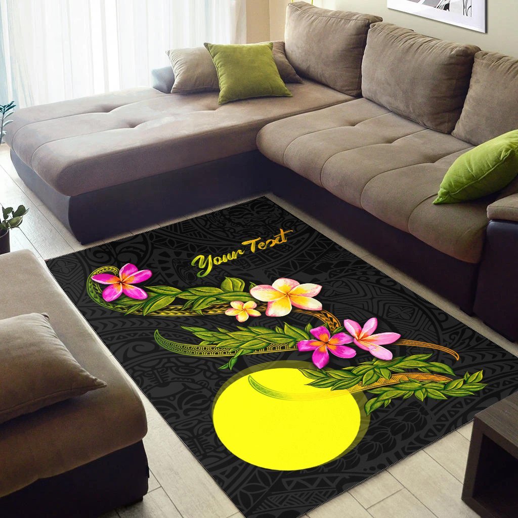 Palau Polynesian Custom Personalised Area Rug - Plumeria Tribal - Vibe Hoodie Shop