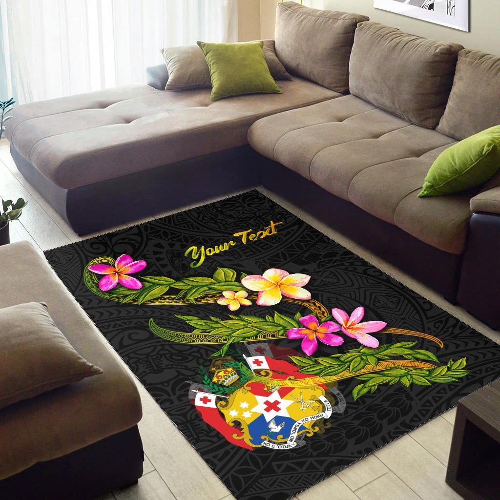 Tonga Polynesian Custom Personalised Area Rug - Plumeria Tribal - Vibe Hoodie Shop