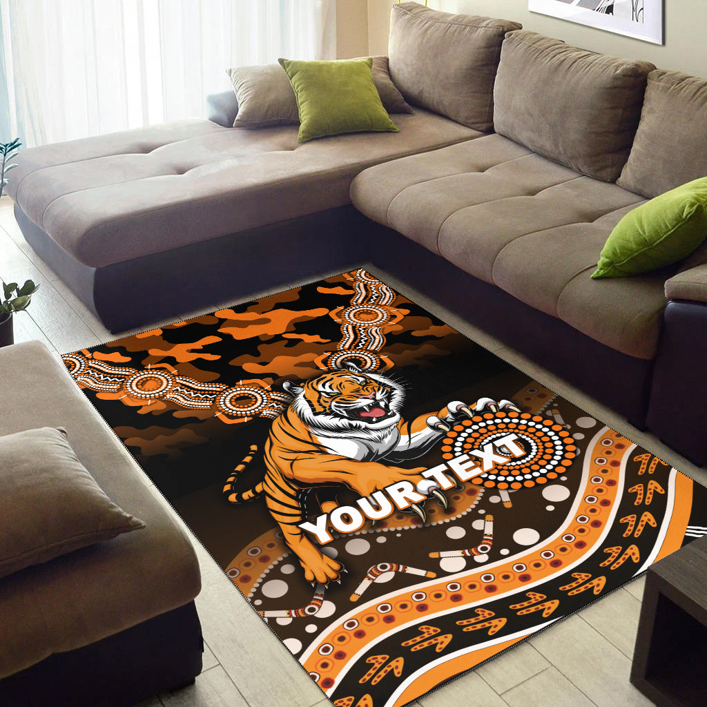 (Custom Personalised) Tigers Rugby ANZAC Day Camouflage Indigenous Art Area Rug - - Vibe Hoodie Shop