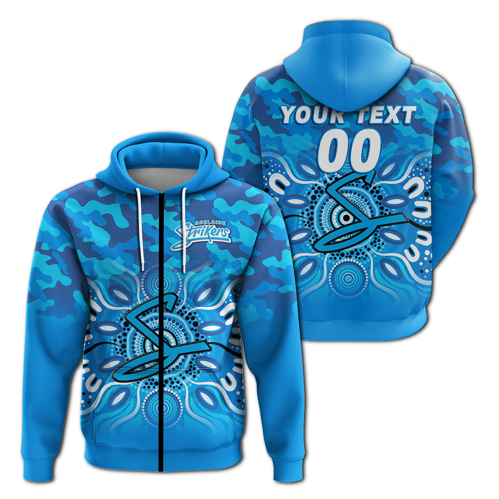 (Custom Personalised) Adelaide Strikers Cricket ANZAC Day Aboriginal Hoodie - LT12 - Vibe Hoodie Shop