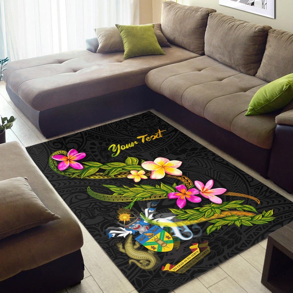 Solomon Islands Polynesian Custom Personalised Area Rug - Plumeria Tribal - Vibe Hoodie Shop