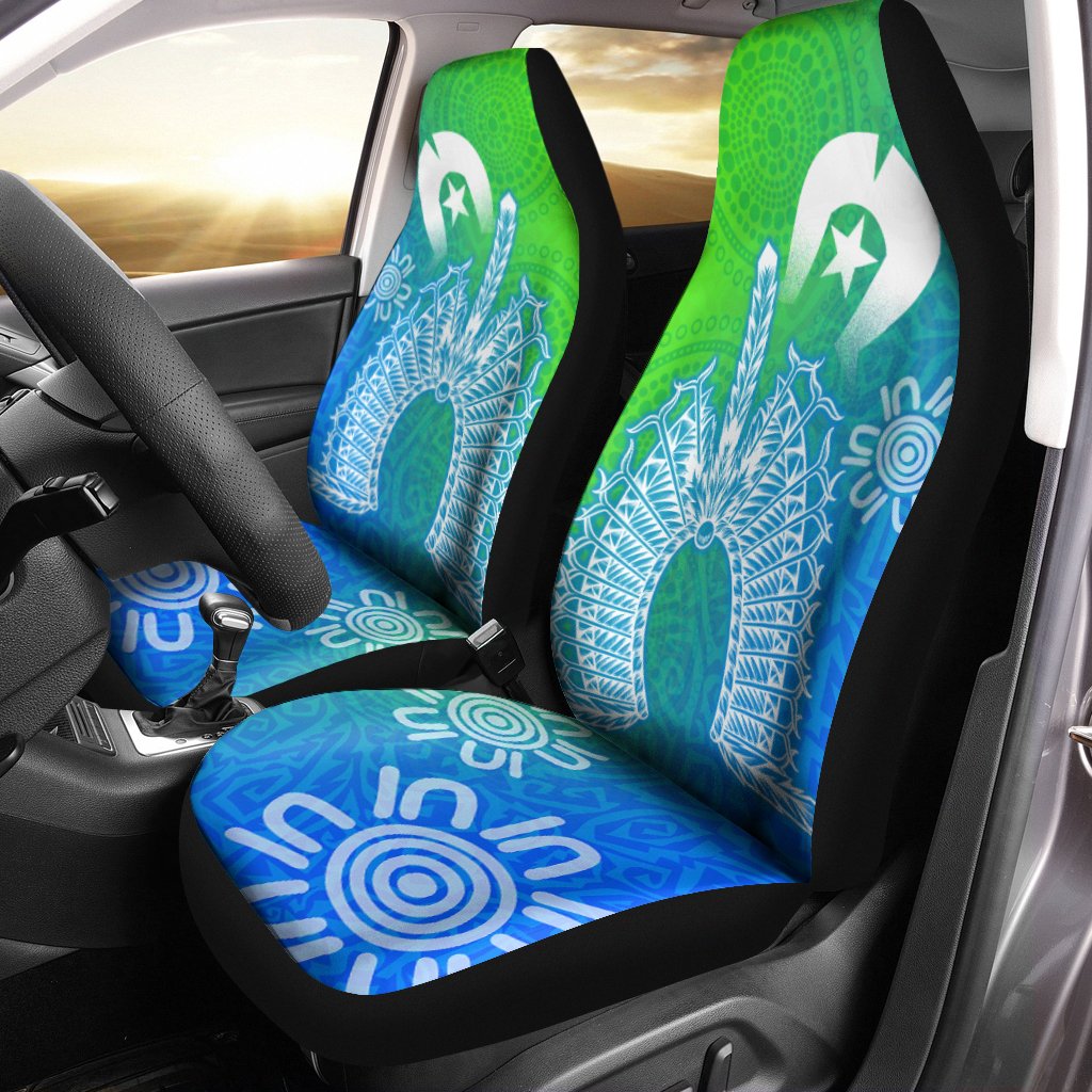 Torres Strait Islanders Car Seat Covers - Dhari Mask Ocean Style - Vibe Hoodie Shop