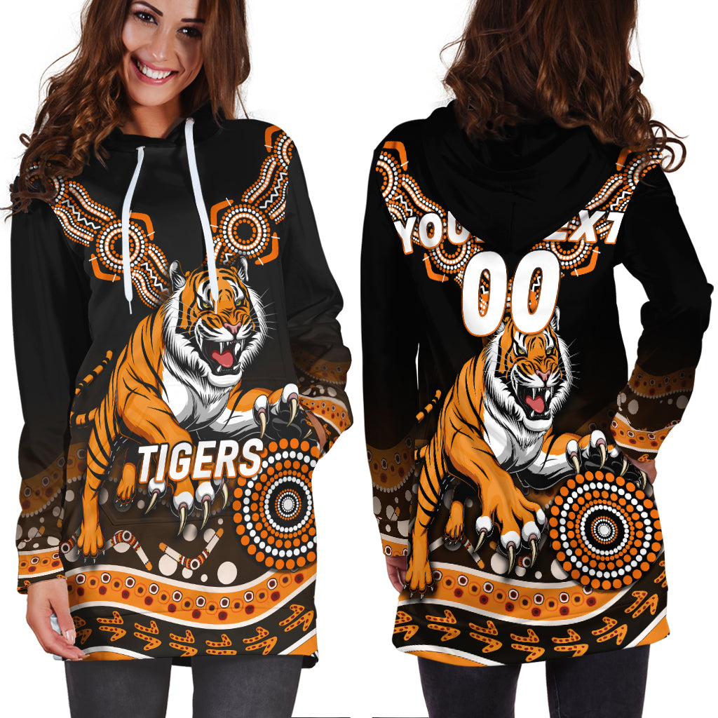 (Custom Personalised) Tigers Rugby 2022 Aboriginal Art Hoodie Dress - - Vibe Hoodie Shop