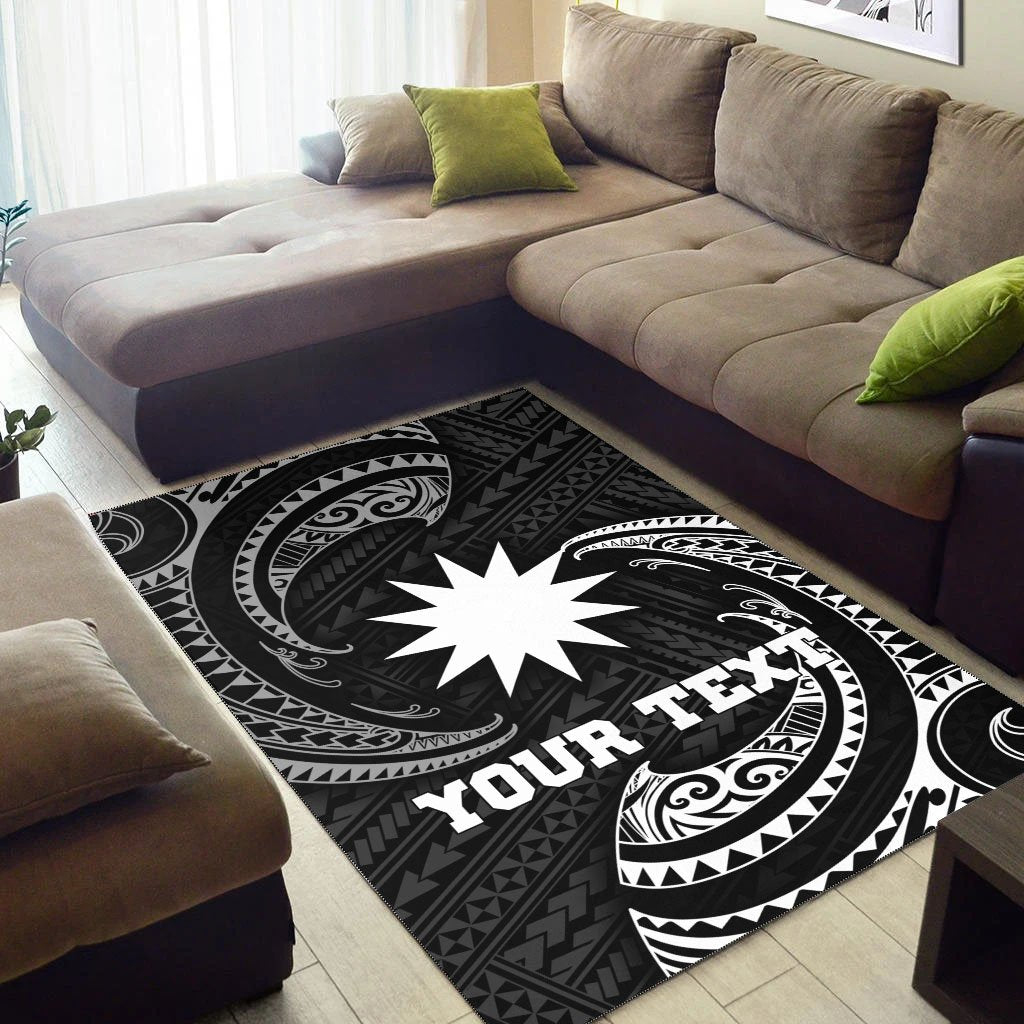 Nauru Polynesian Custom Personalised Area Rug - White Tribal Wave - Vibe Hoodie Shop