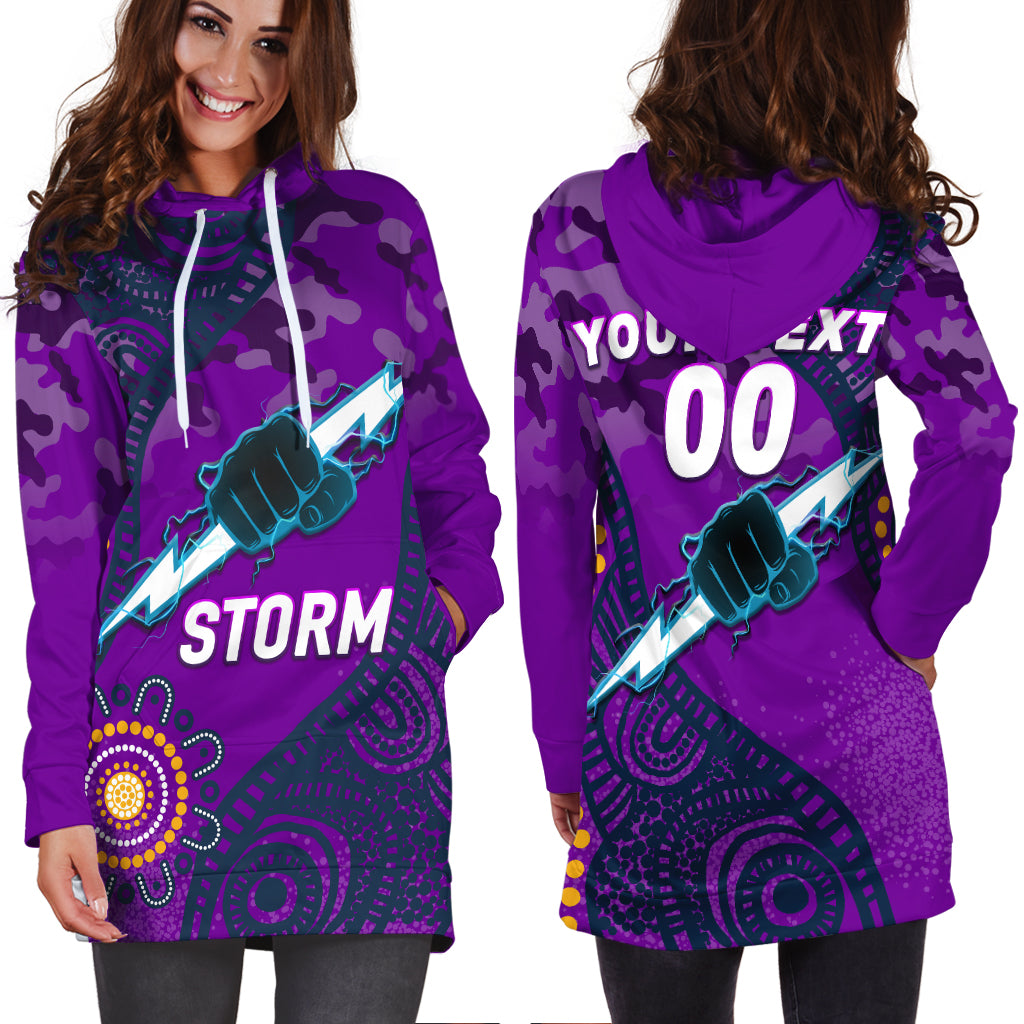 (Custom Personalised) Storm Rugby ANZAC Day Camouflage Indigenous Art Hoodie Dress - - Vibe Hoodie Shop