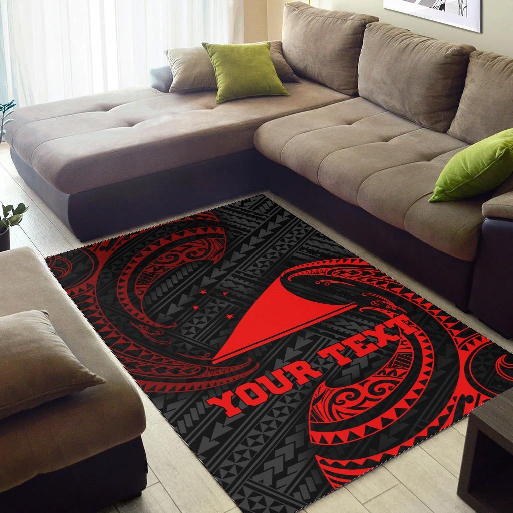 Tokelau Polynesian Custom Personalised Area Rug - Red Tribal Wave - Vibe Hoodie Shop