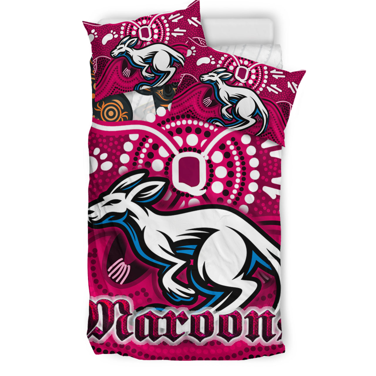 Maroons Rugby Aboriginal Custom Bedding Set - The Cane Toads With Indigenous Koala RLT13 - Vibe Hoodie Shop