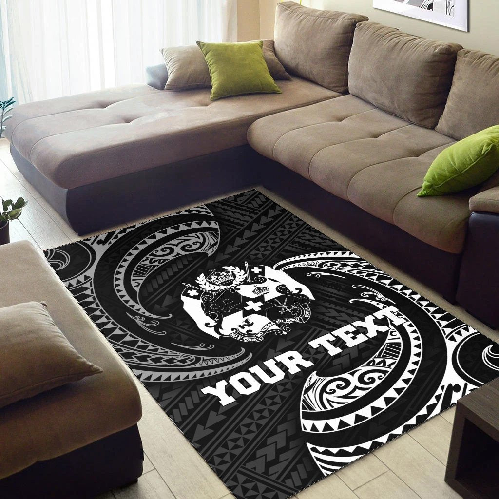 Tonga Polynesian Custom Personalised Area Rug - White Tribal Wave - Vibe Hoodie Shop