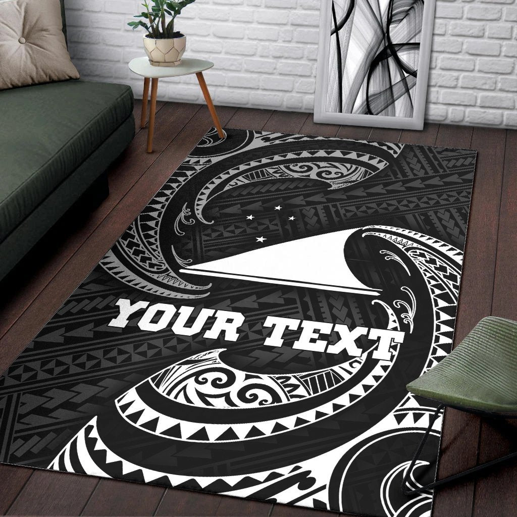 Tokelau Polynesian Custom Personalised Area Rug - White Tribal Wave - Vibe Hoodie Shop