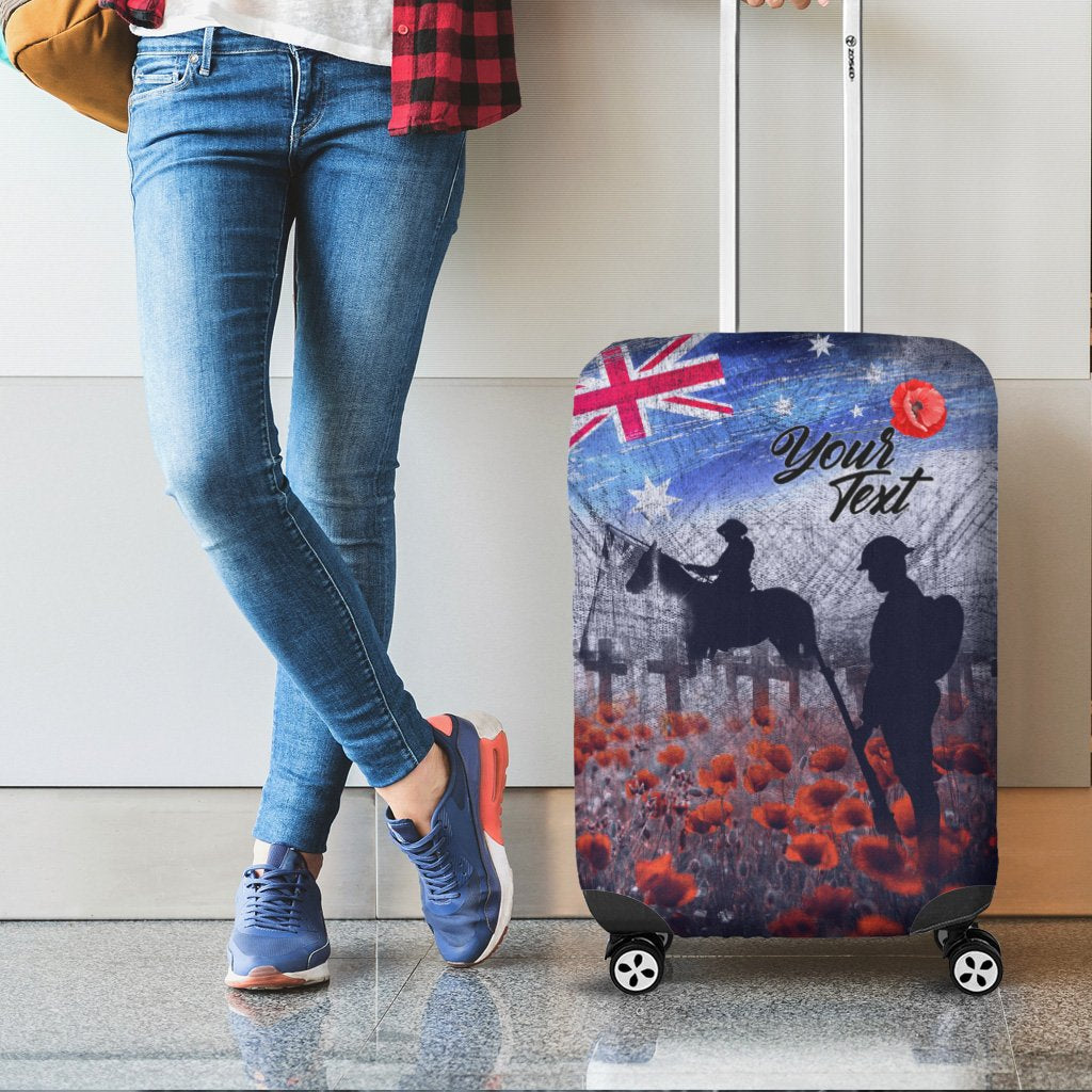 (Custom Text) ANZAC Day Luggage Covers - Lest We Forget Vintage Poppies - Vibe Hoodie Shop