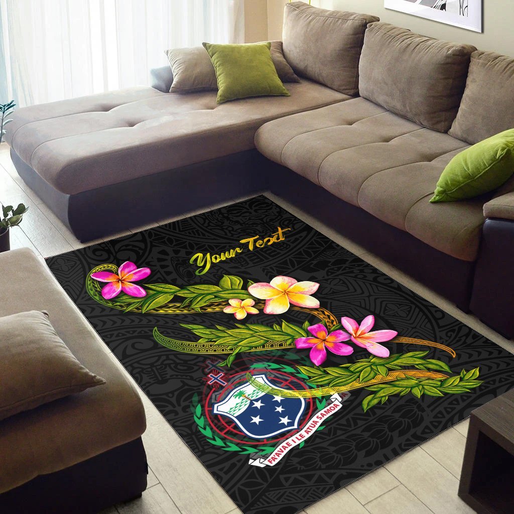 Samoa Polynesian Custom Personalised Area Rug - Plumeria Tribal - Vibe Hoodie Shop