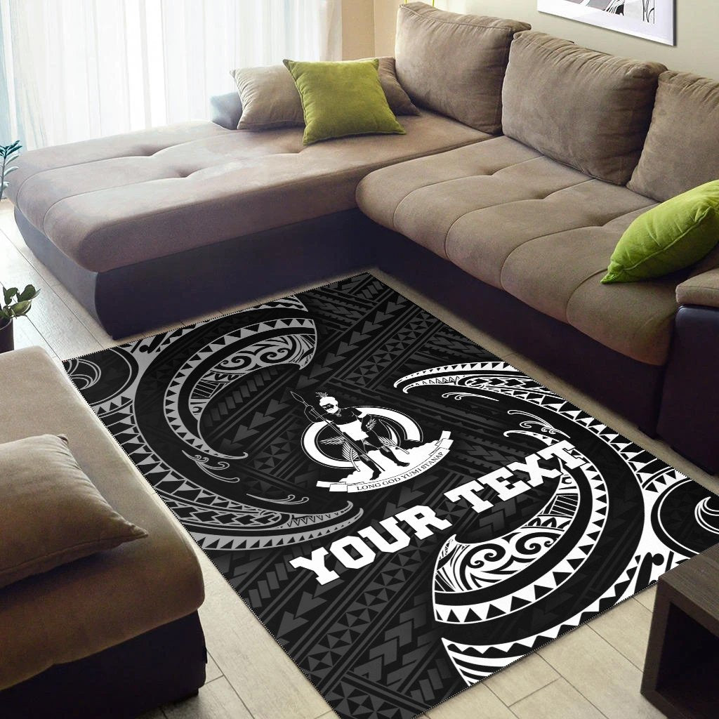 vanuatu Polynesian Custom Personalised Area Rug - White Tribal Wave - Vibe Hoodie Shop