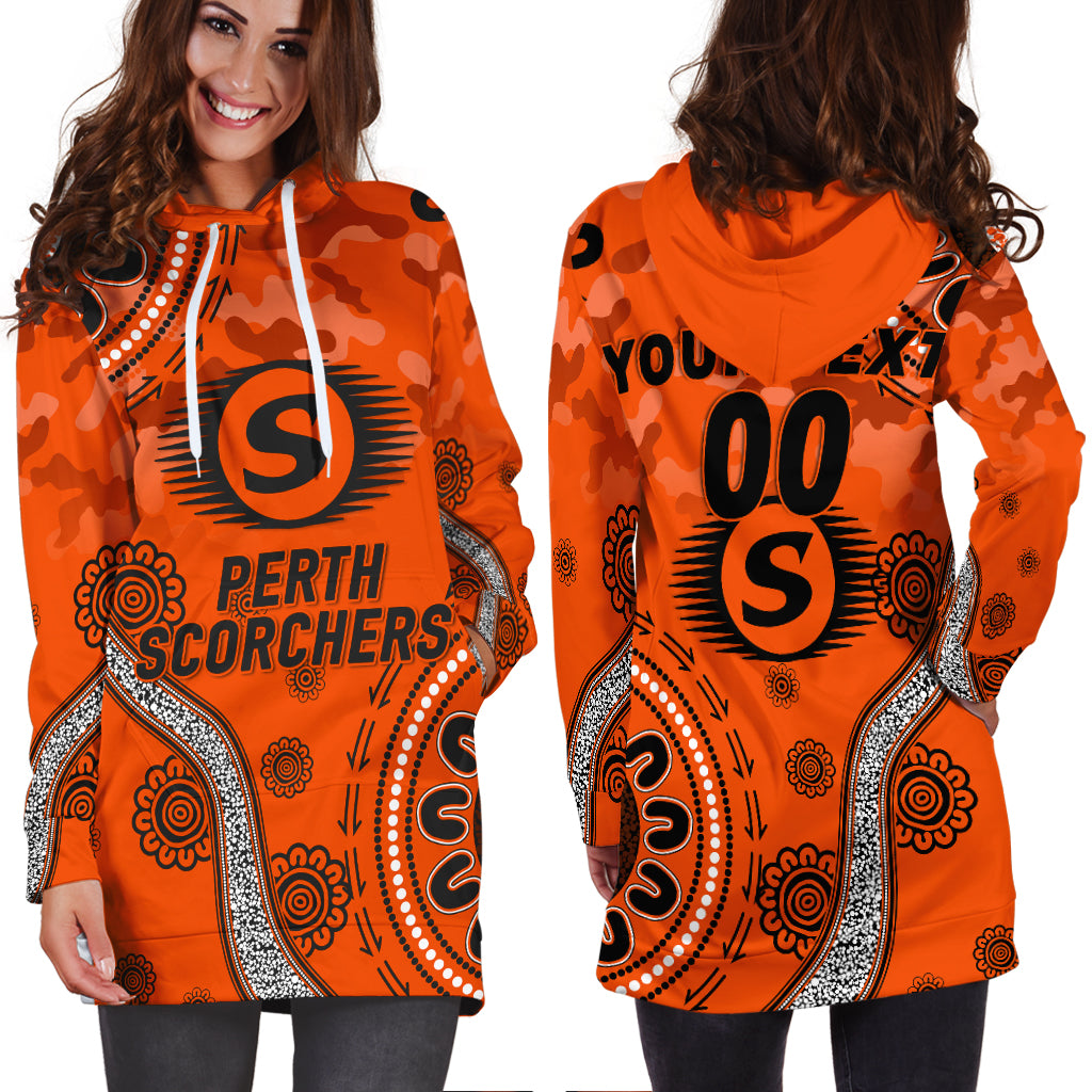 (Custom Personalised) Perth Scorchers ANZAC Day Aboriginal Hoodie Dress - - Vibe Hoodie Shop