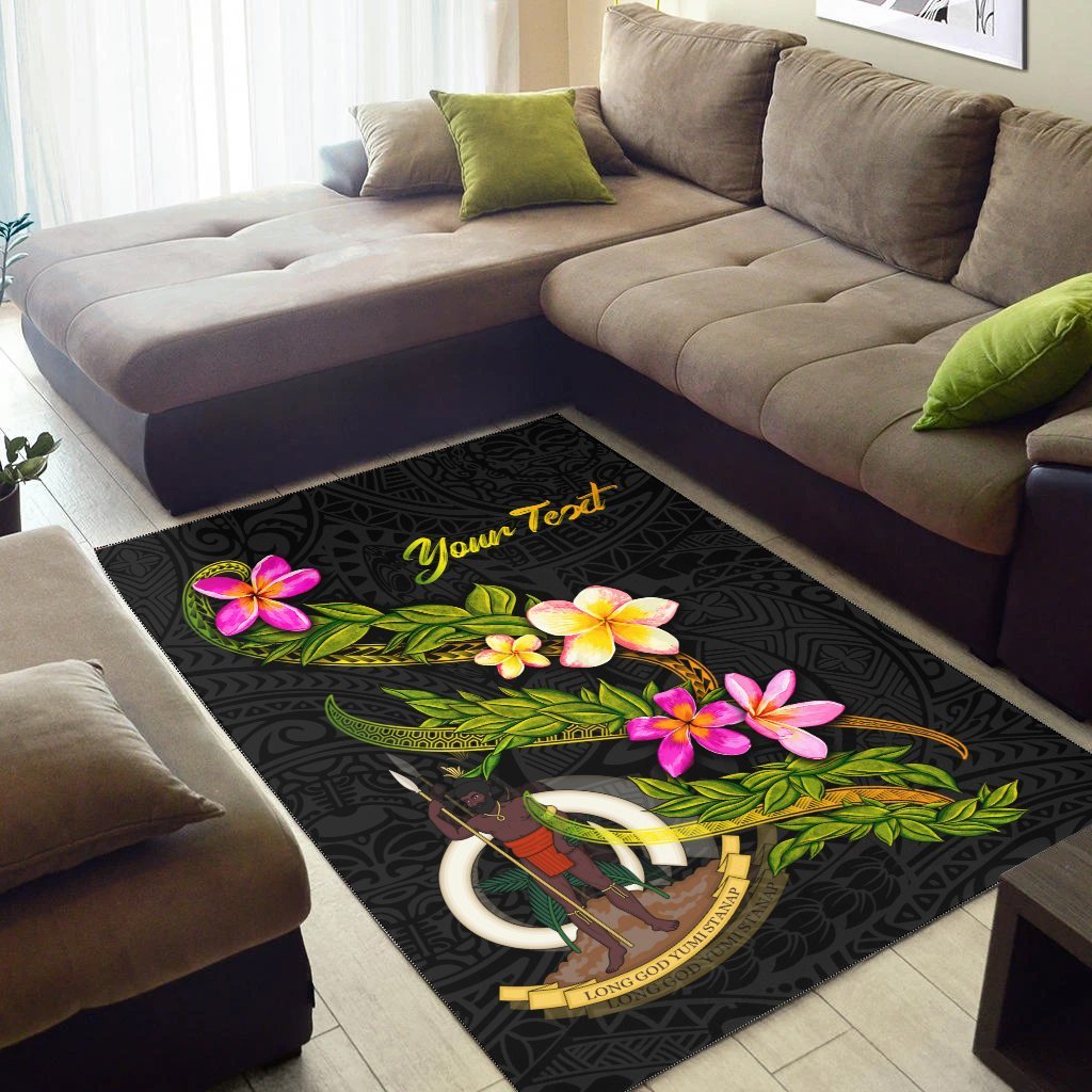 Vanuatu Polynesian Custom Personalised Area Rug - Plumeria Tribal - Vibe Hoodie Shop